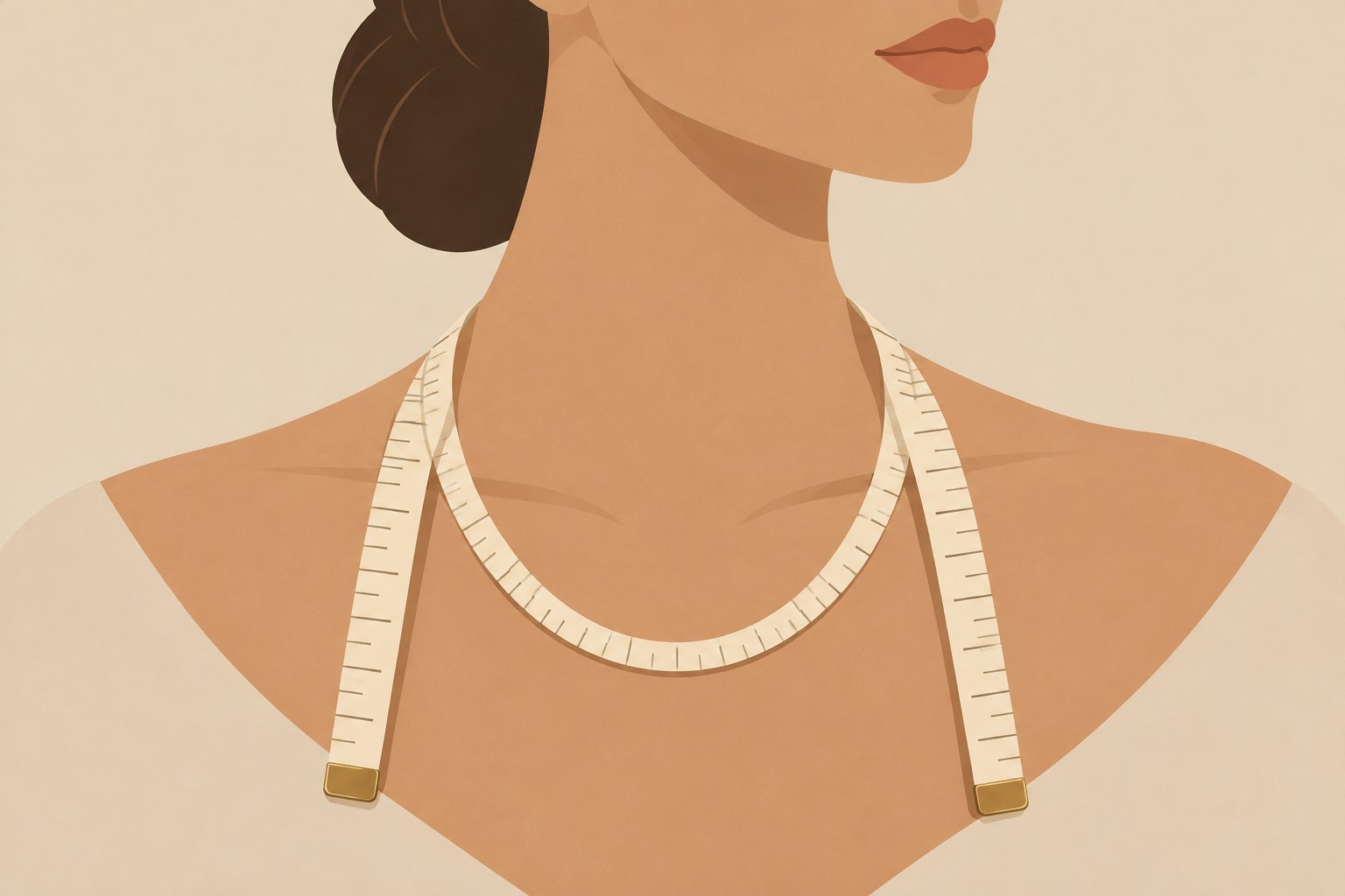 Illustration: measuring a neck with a soft tape for a necklace