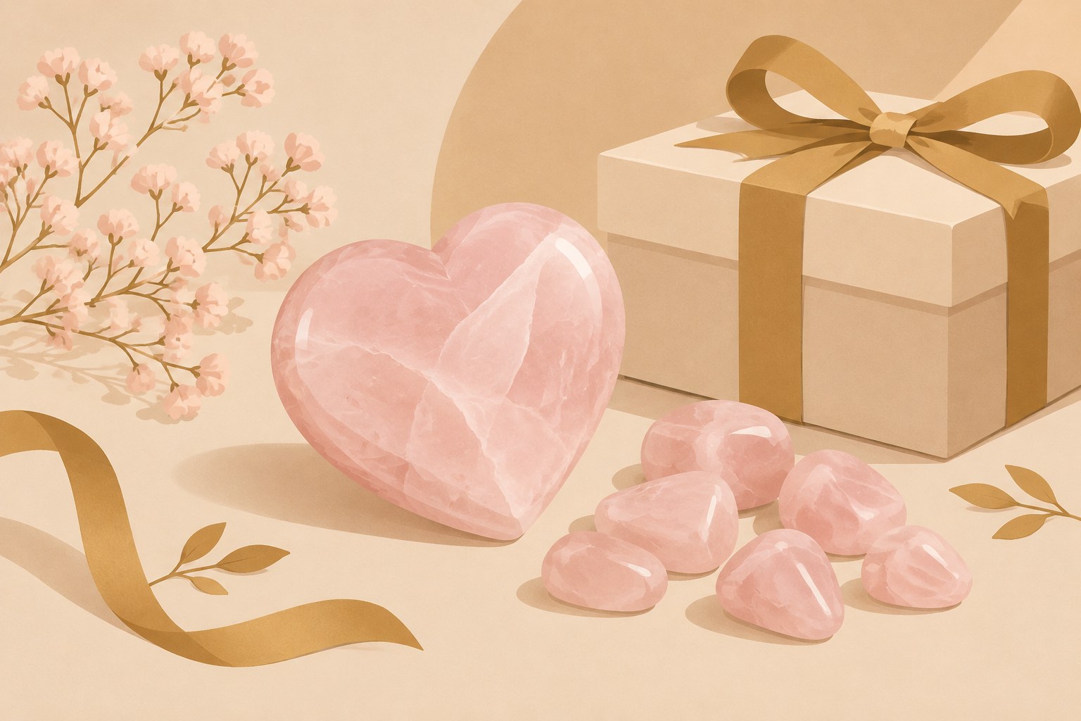 Illustration: a rose quartz heart carving as a gift