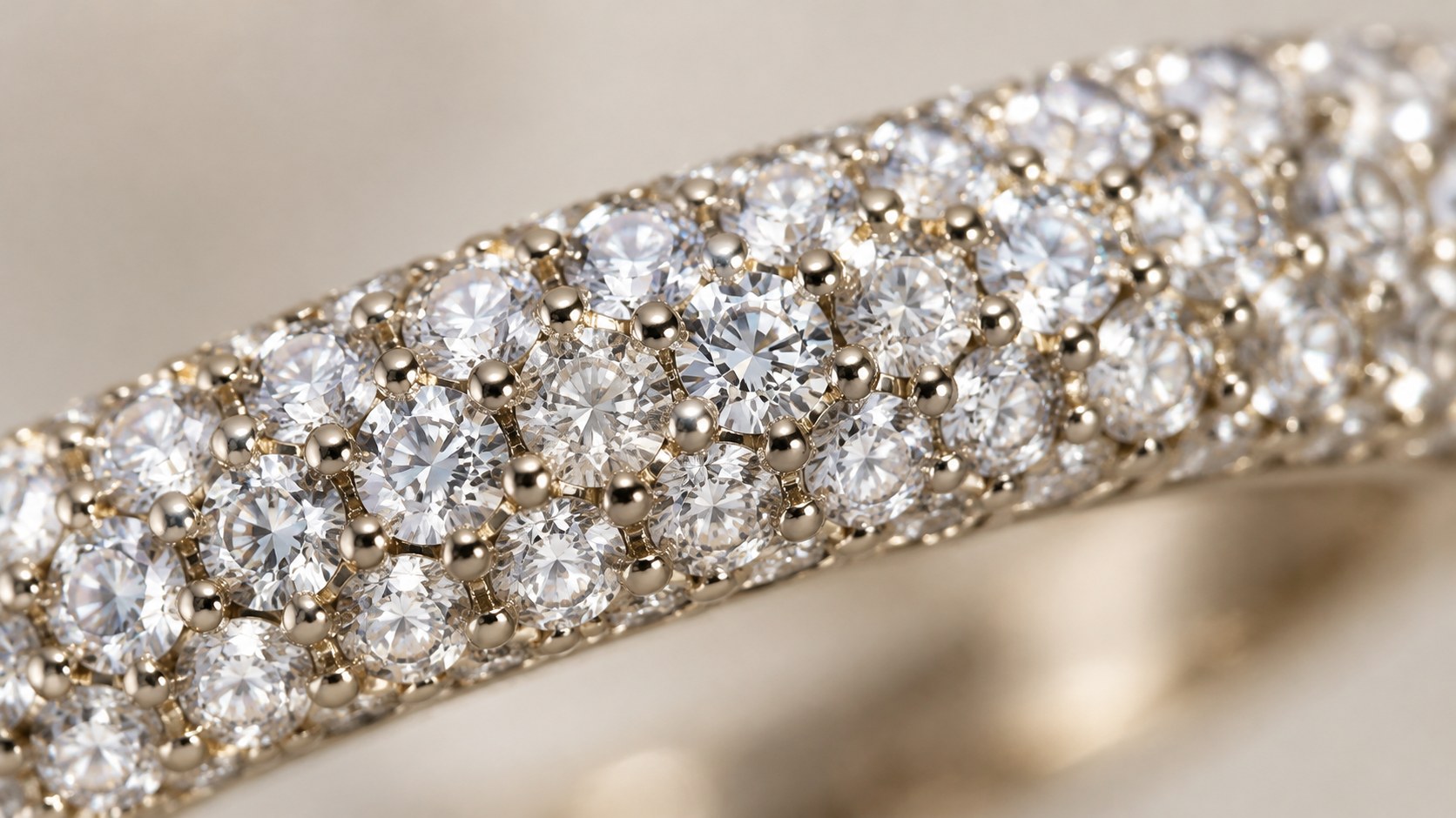 Macro of a pave diamond band surface