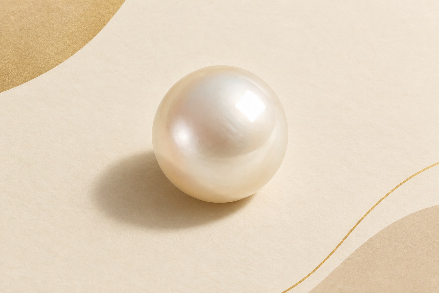 Illustration: a single pearl with a sharp bright reflection showing fine lustre