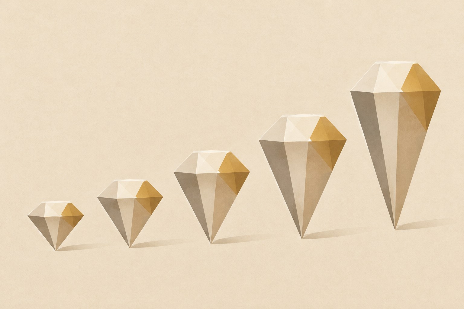 Illustration: diamonds arranged like a rising bar chart