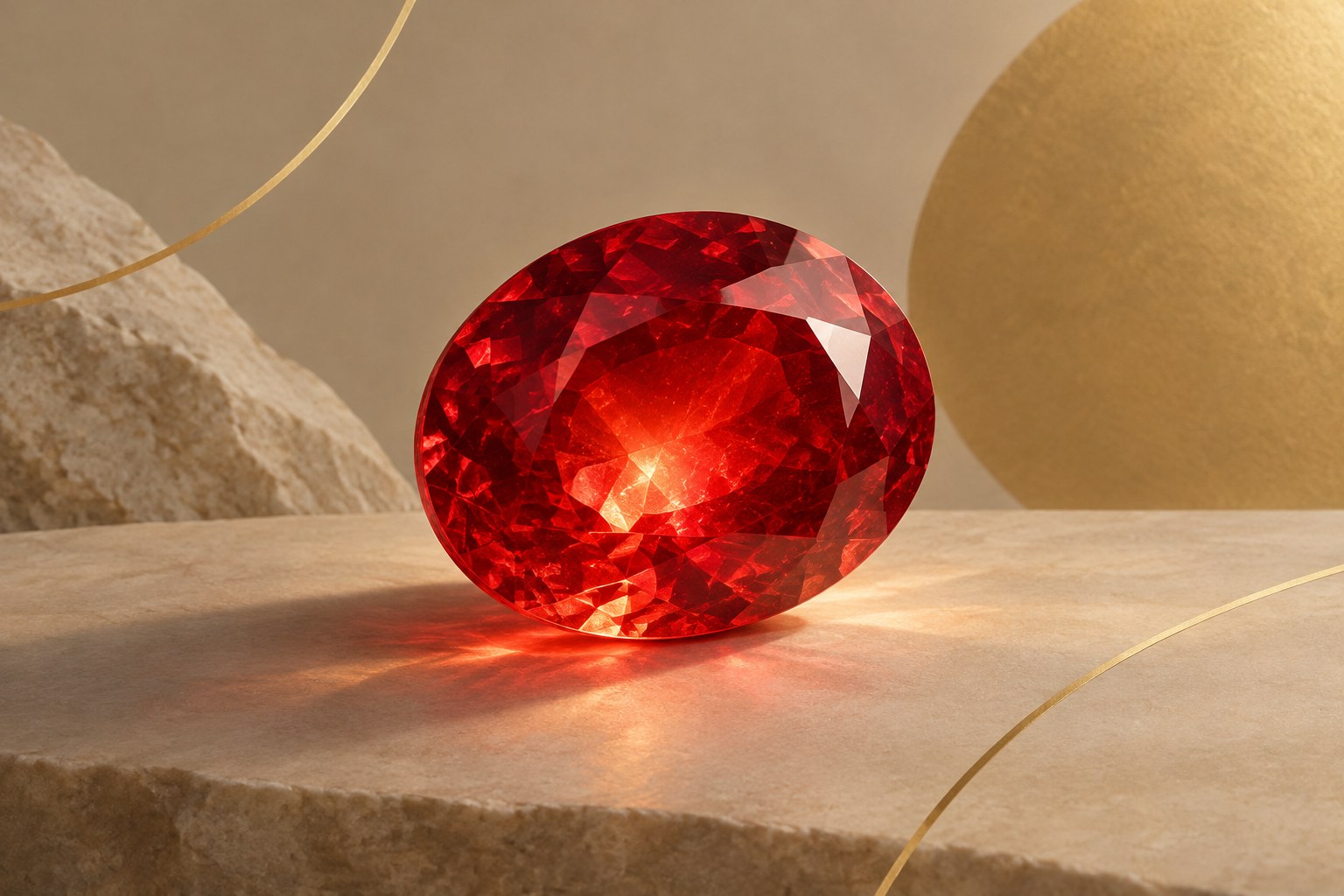 Illustration: a ruby glowing as if lit from within