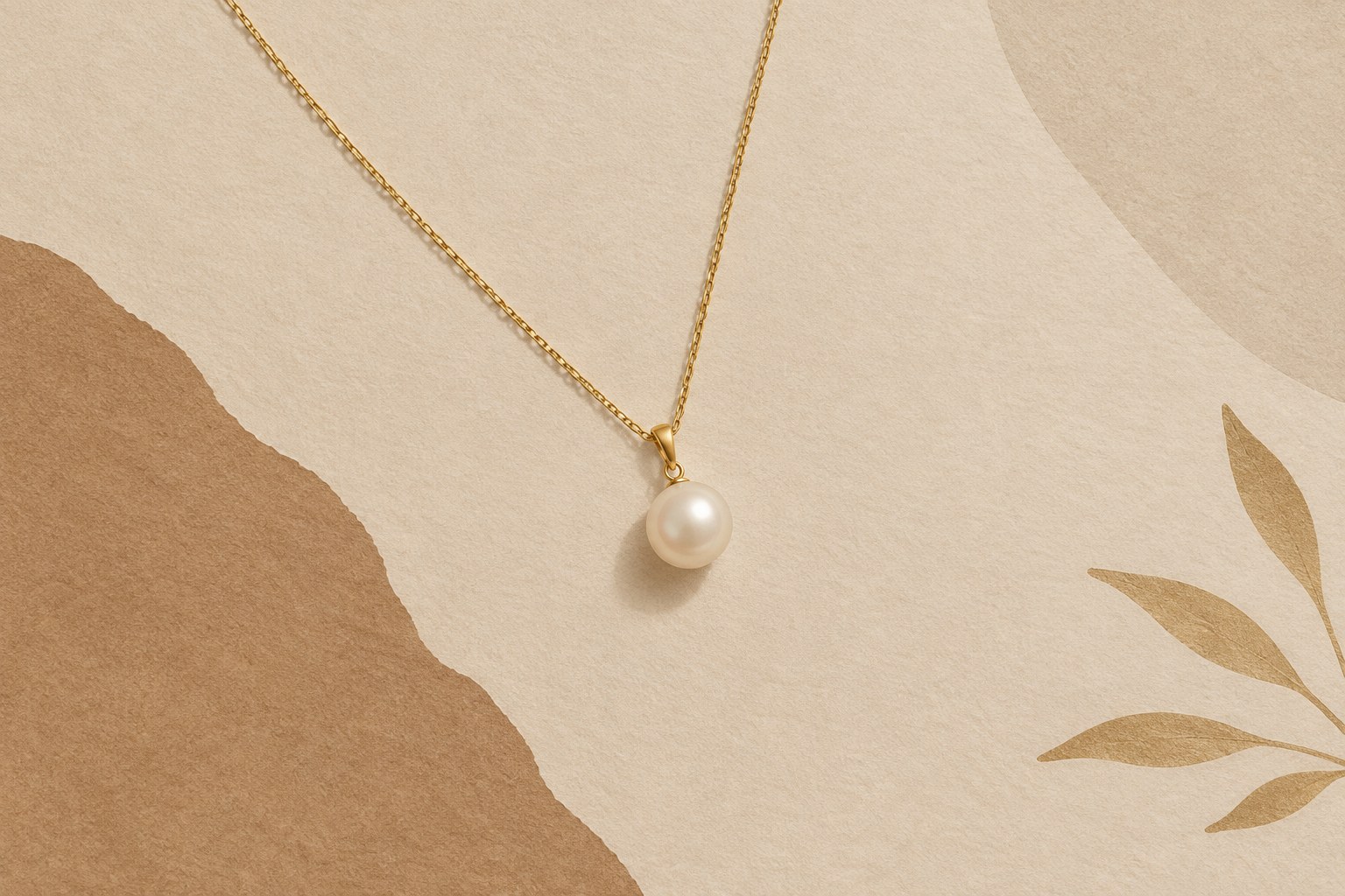 Illustration: a single pearl pendant on a fine gold chain