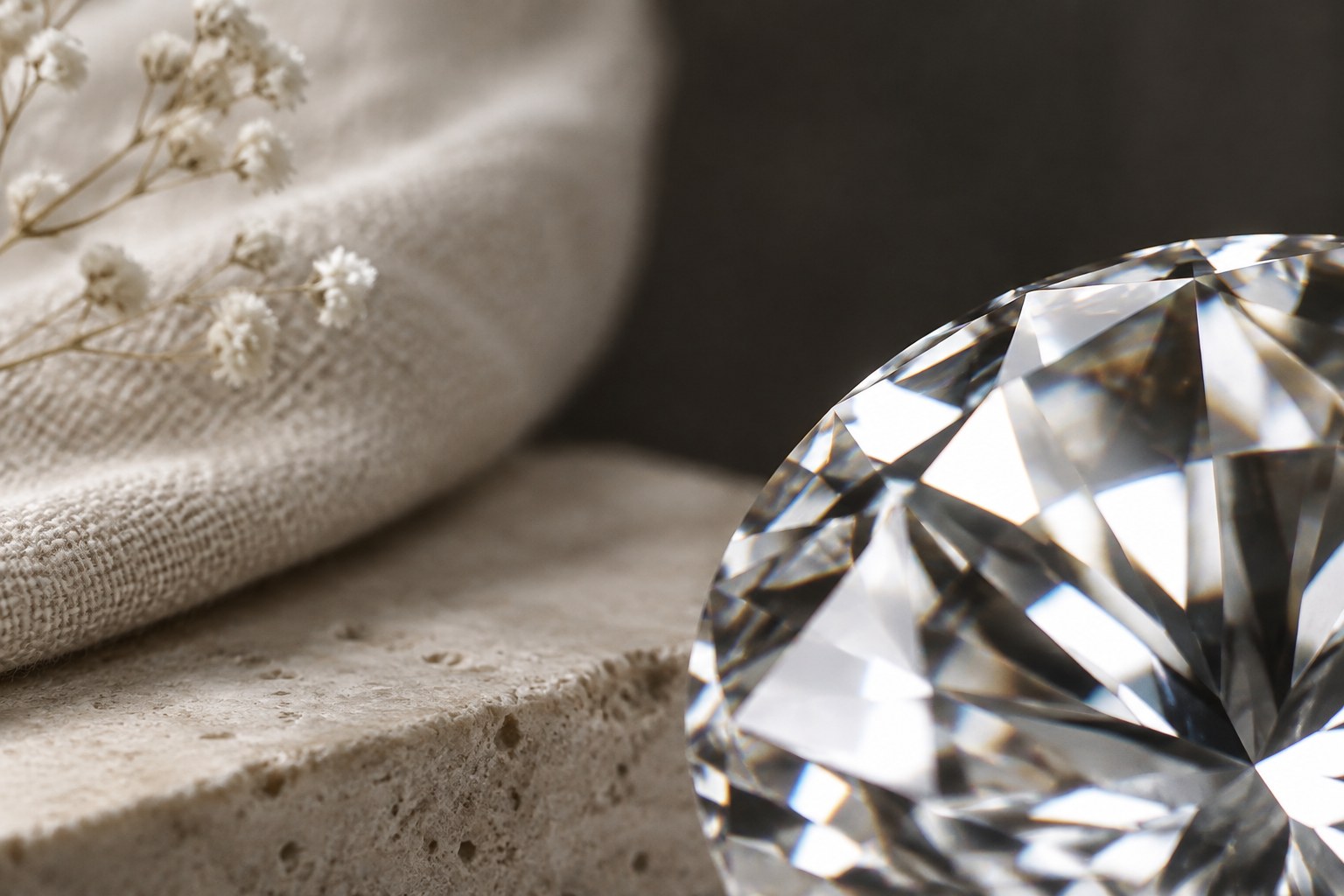 Illustration: macro of a diamond with razor-sharp facet edges